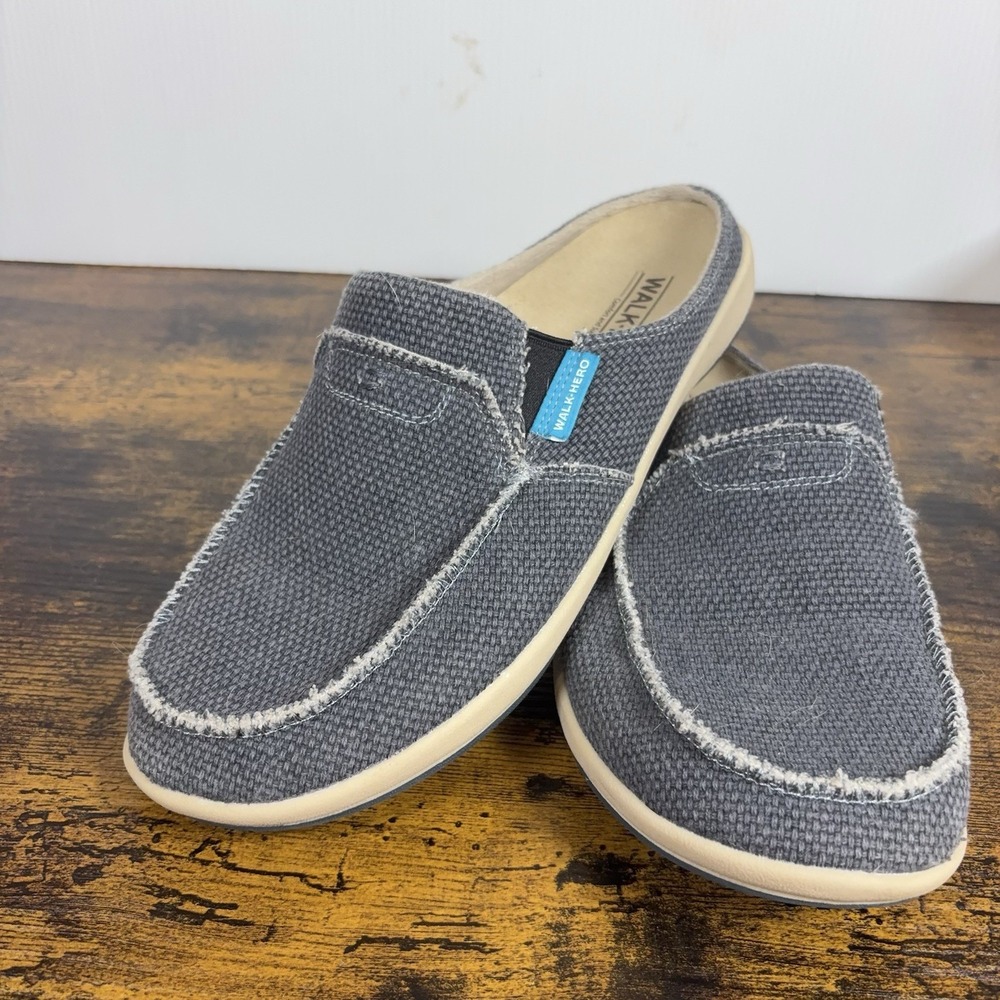 Gecko Man Walk Hero Canvas Slip On Loafers Mens Sz 9 Blue Arch Support Orthotics
